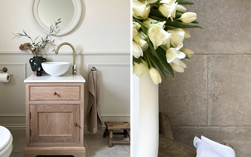 A set of Provence Bianco antique-effect porcelain floor tiles